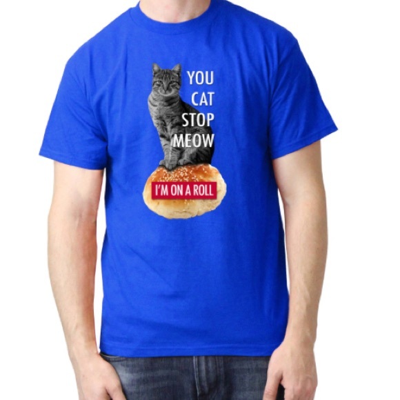 Cat Pun Shirt NWT - XL - blue - grey tabby - Picture 3 of 8